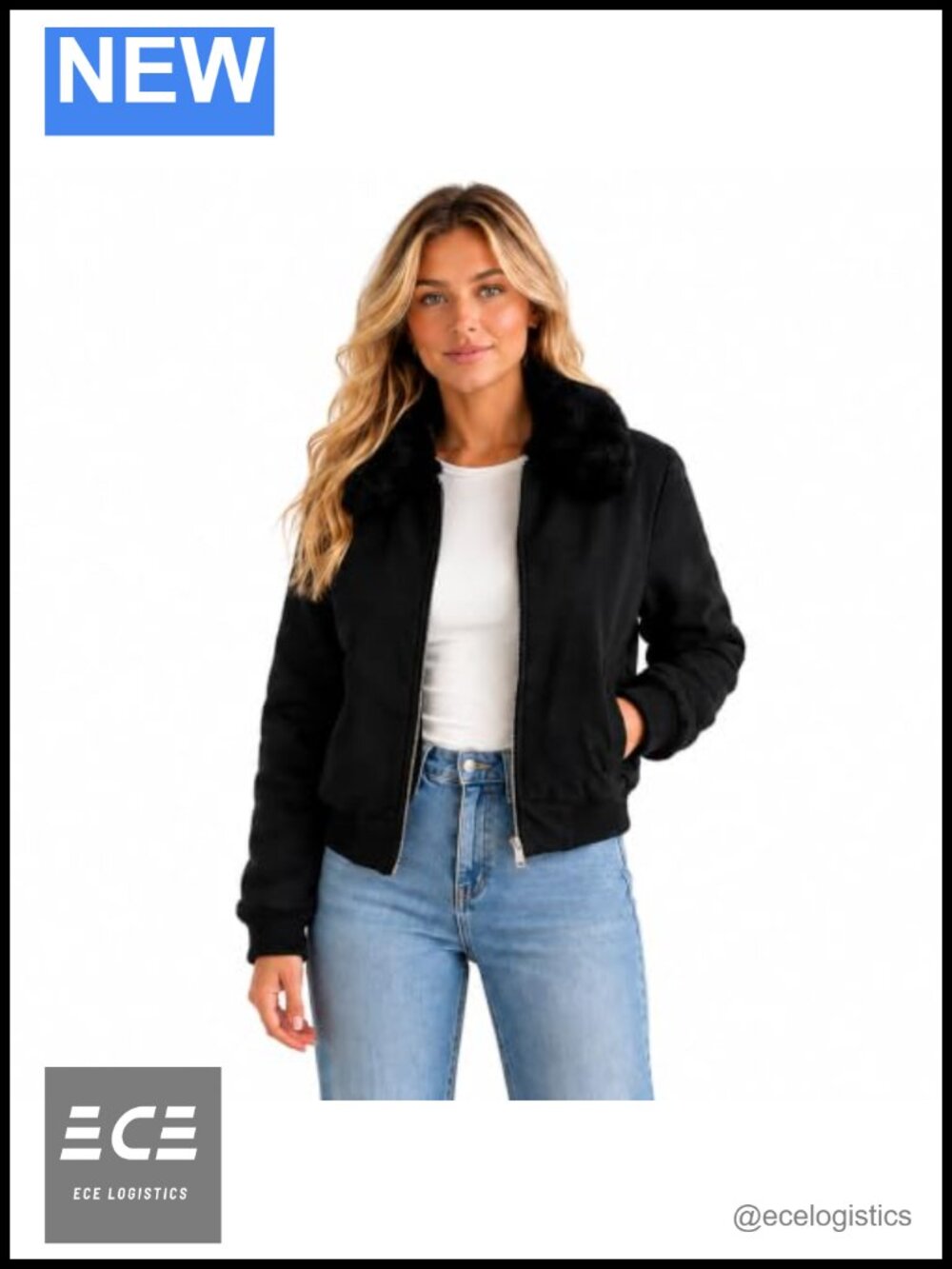 Faux Suede Bomber Jacket Faux Fur Collar Vegan Microsuede